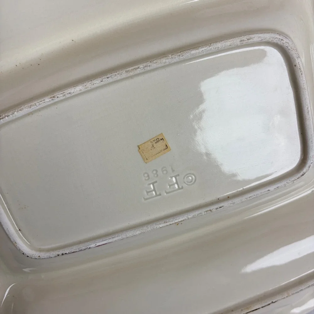 Fitz and Floyd Vintage 1986‎ Vegetable Divided Serving Platter Oval Ceramic Tray